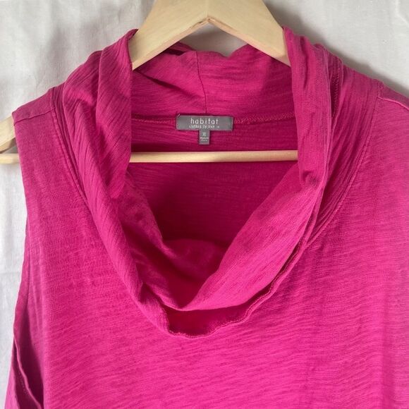 Habitat Hot Pink Cotton Cowl Neck Asymmetrical Sleeveless Top Sz XL - Picture 3 of 7